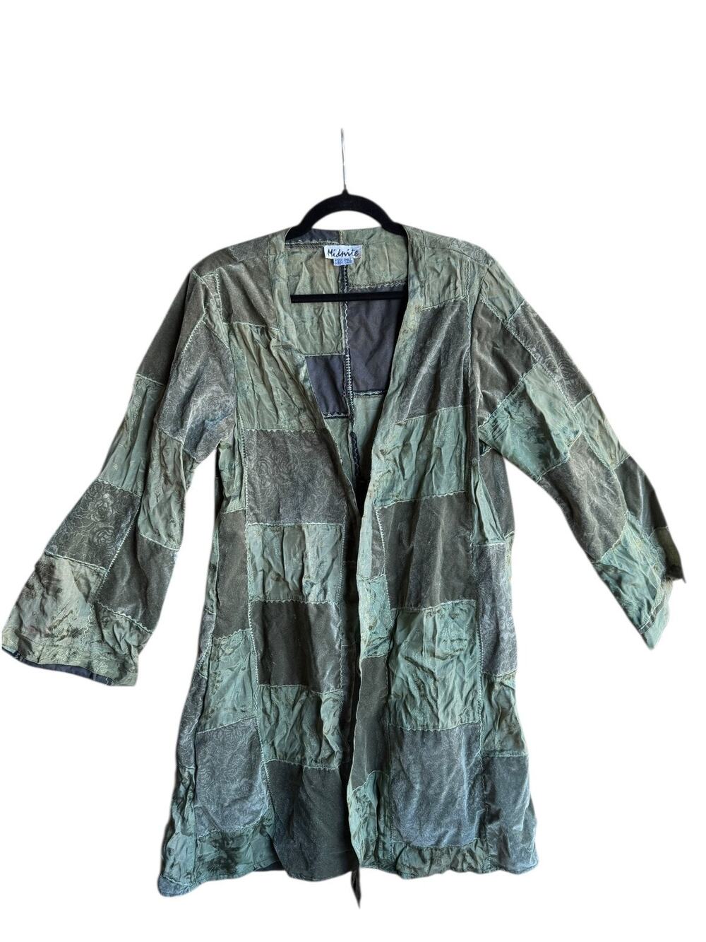 Vintage Midnite Patchwork Velvet & Satin Jacquard Oversized Statement Jacket S